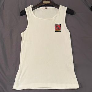 Alexander McQueen white ribbed cotton tank